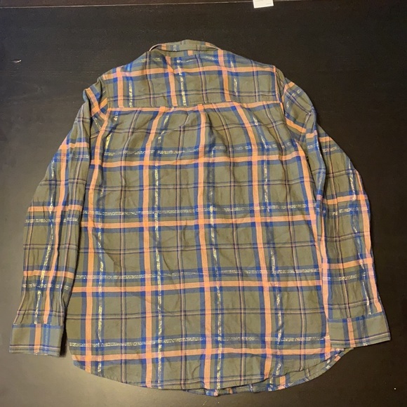 Express Olive, Navy, Blush and Gold Metallic Flannel - Picture 4 of 6